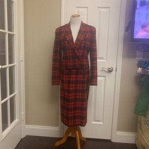 VTG JH Collectibles Red Tartan Wool Skirt Suit Set